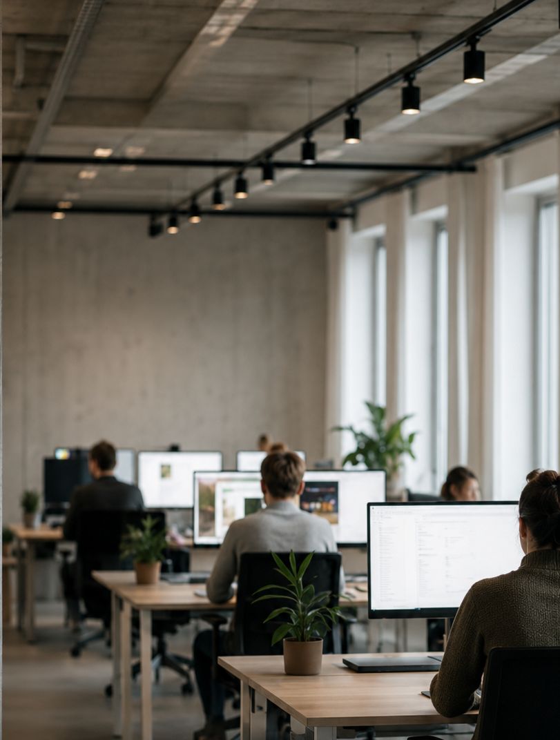 Lugn arbetsplats i ett nordiskt kontor